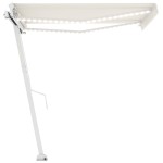 vidaXL Copertină retractabilă manual cu LED, crem, 300x250 cm vidaXL Copertină retractabilă manual cu LED, crem, 300x250 cm