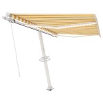 vidaXL Copertină retractabilă manual cu LED, galben și alb, 300x250 cm vidaXL Copertină retractabilă manual cu LED, galben și alb, 300x250 cm