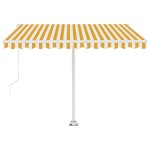 vidaXL Copertină retractabilă manual cu LED, galben și alb, 300x250 cm vidaXL Copertină retractabilă manual cu LED, galben și alb, 300x250 cm