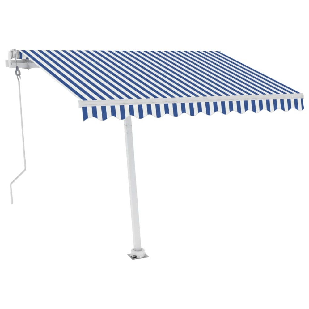 vidaXL Copertină autonomă retractabilă automat albastru&alb 300x250 cm