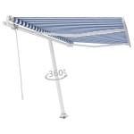 vidaXL Copertină autonomă retractabilă automat albastru&alb 300x250 cm vidaXL Copertină autonomă retractabilă automat albastru&alb 300x250 cm