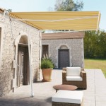vidaXL Copertină autonomă retractabilă automat galben&alb 300x250 cm vidaXL Copertină autonomă retractabilă automat galben&alb 300x250 cm