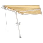 vidaXL Copertină autonomă retractabilă automat galben&alb 300x250 cm vidaXL Copertină autonomă retractabilă automat galben&alb 300x250 cm