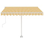 vidaXL Copertină autonomă retractabilă automat galben&alb 300x250 cm vidaXL Copertină autonomă retractabilă automat galben&alb 300x250 cm