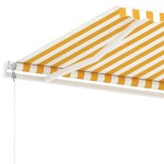 vidaXL Copertină autonomă retractabilă automat galben&alb 300x250 cm vidaXL Copertină autonomă retractabilă automat galben&alb 300x250 cm