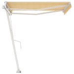 vidaXL Copertină autonomă retractabilă automat galben&alb 300x250 cm vidaXL Copertină autonomă retractabilă automat galben&alb 300x250 cm