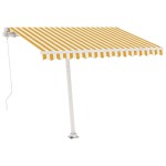 vidaXL Copertină autonomă retractabilă manual, galben/alb, 350x250 cm
