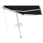 vidaXL Copertină autonomă retractabilă manual, antracit, 350x250 cm