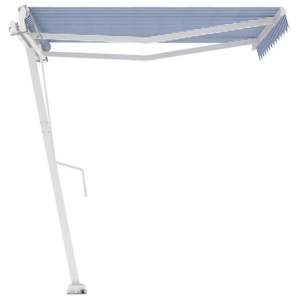 vidaXL Copertină autonomă retractabilă automat albastru&alb 350x250 cm