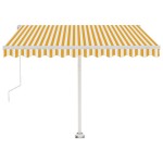 vidaXL Copertină autonomă retractabilă automat, galben&alb, 350x250 cm
