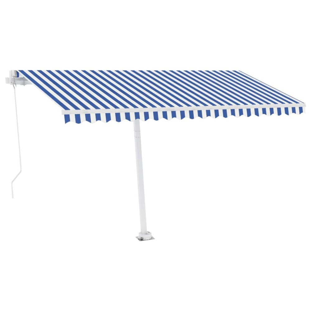 vidaXL Copertină retractabilă manual, albastru/alb, 400x300 cm