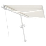 vidaXL Copertină retractabilă manual cu LED, crem, 400x300 cm