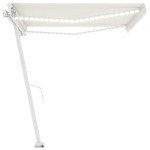 vidaXL Copertină retractabilă manual cu LED, crem, 400x300 cm