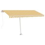 vidaXL Copertină retractabilă manual cu LED, galben & alb, 400x300 cm