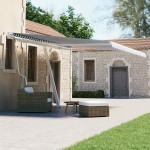 vidaXL Copertină autonomă retractabilă automat albastru&alb 400x300 cm vidaXL Copertină autonomă retractabilă automat albastru&alb 400x300 cm