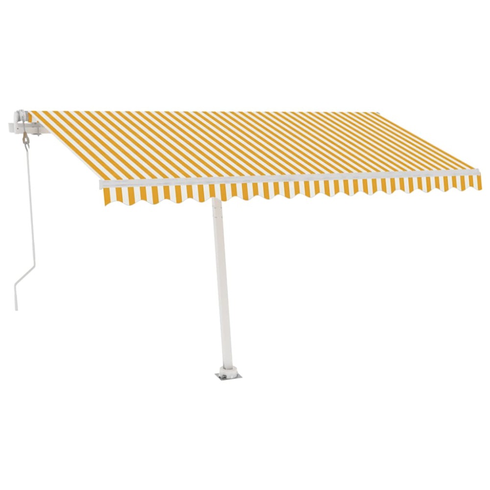 vidaXL Copertină autonomă retractabilă automat galben&alb, 400x300 cm