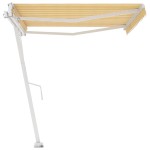 vidaXL Copertină autonomă retractabilă automat galben&alb, 400x300 cm vidaXL Copertină autonomă retractabilă automat galben&alb, 400x300 cm