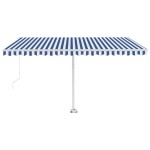 vidaXL Copertină autonomă retractabilă manual albastru & alb 450x300cm