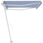 vidaXL Copertină autonomă retractabilă manual albastru & alb 450x300cm