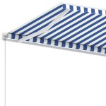 vidaXL Copertină autonomă retractabilă manual albastru & alb 450x300cm