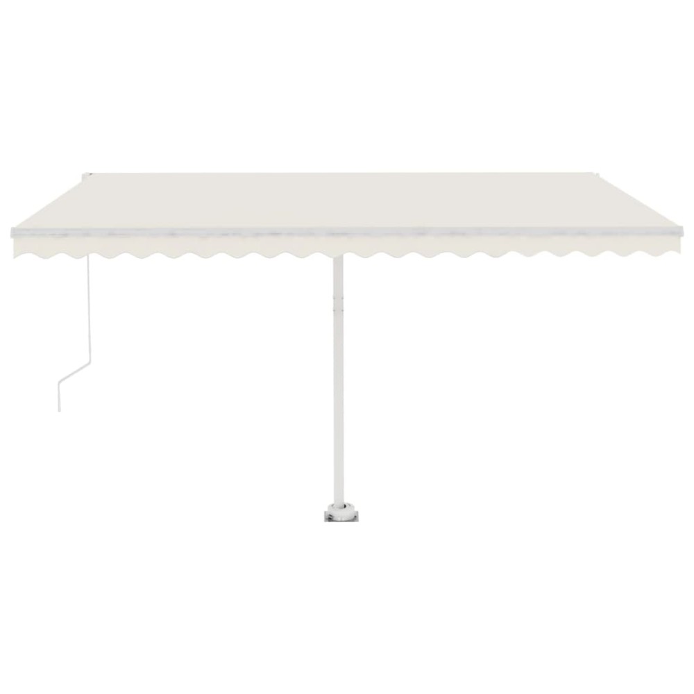 vidaXL Copertină retractabilă manual cu LED, crem, 450x300 cm