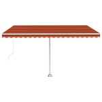 vidaXL Copertină retractabilă manual cu LED portocaliu&maro 450x300 cm