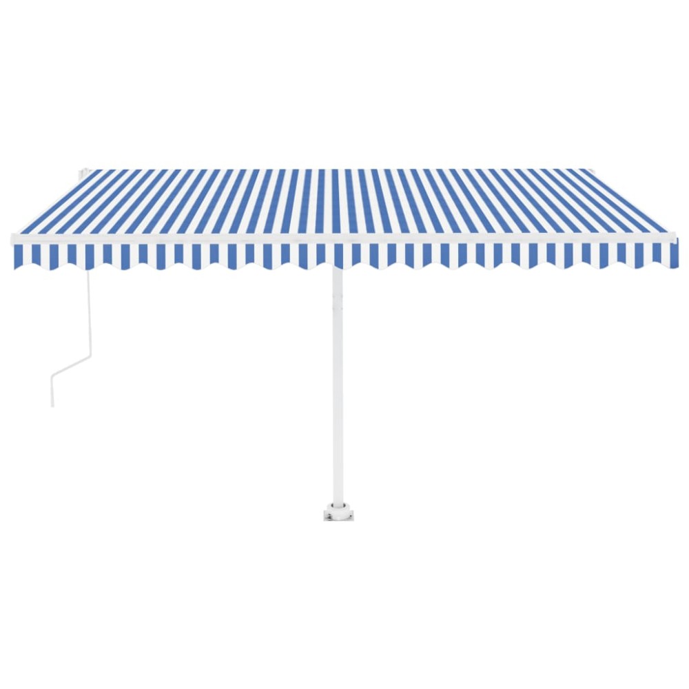 vidaXL Copertină autonomă retractabilă automat albastru&alb 450x300 cm