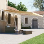 vidaXL Copertină autonomă retractabilă automat galben&alb 450x300 cm vidaXL Copertină autonomă retractabilă automat galben&alb 450x300 cm