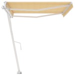 vidaXL Copertină autonomă retractabilă automat galben&alb 450x300 cm vidaXL Copertină autonomă retractabilă automat galben&alb 450x300 cm