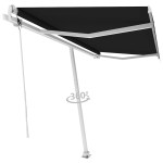 vidaXL Copertină autonomă retractabilă automat, antracit, 450x300 cm vidaXL Copertină autonomă retractabilă automat, antracit, 450x300 cm