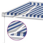vidaXL Copertină automată senzor vânt/LED, albastru și alb, 450x300 m vidaXL Copertină automată senzor vânt/LED, albastru și alb, 450x300 m
