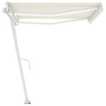 vidaXL Copertină automată cu senzor vânt & LED, crem, 450x300 cm vidaXL Copertină automată cu senzor vânt & LED, crem, 450x300 cm