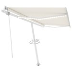 vidaXL Copertină automată cu senzor vânt & LED, crem, 450x300 cm vidaXL Copertină automată cu senzor vânt & LED, crem, 450x300 cm