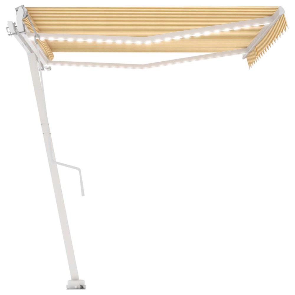 vidaXL Copertină automată cu senzor vânt&LED, galben/alb, 450x300 cm