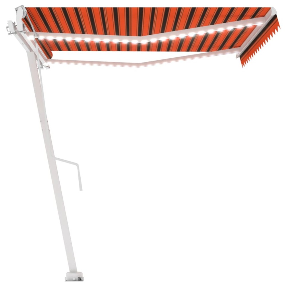 vidaXL Copertină automată senzor vânt/LED portocaliu/maro, 450x300 cm