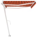 vidaXL Copertină automată senzor vânt/LED portocaliu/maro, 450x300 cm vidaXL Copertină automată senzor vânt/LED portocaliu/maro, 450x300 cm