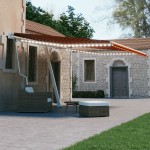 vidaXL Copertină automată senzor vânt/LED portocaliu/maro, 450x300 cm vidaXL Copertină automată senzor vânt/LED portocaliu/maro, 450x300 cm