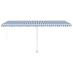 vidaXL Copertină autonomă retractabilă manual, albastru/alb, 500x300cm vidaXL Copertină autonomă retractabilă manual, albastru/alb, 500x300cm