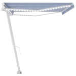 vidaXL Copertină retractabilă manual cu LED, albastru & alb 500x300 cm