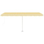 vidaXL Copertină retractabilă manual cu LED, galben și alb, 500x300 cm