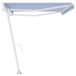 vidaXL Copertină autonomă retractabilă automat albastru&alb 500x300 cm