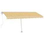 vidaXL Copertină autonomă retractabilă automat galben&alb 500x300 cm vidaXL Copertină autonomă retractabilă automat galben&alb 500x300 cm