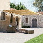 vidaXL Copertină autonomă retractabilă automat galben&alb 500x300 cm vidaXL Copertină autonomă retractabilă automat galben&alb 500x300 cm