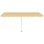 vidaXL Copertină autonomă retractabilă automat galben&alb 500x300 cm vidaXL Copertină autonomă retractabilă automat galben&alb 500x300 cm