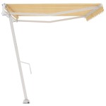 vidaXL Copertină autonomă retractabilă automat galben&alb 500x300 cm vidaXL Copertină autonomă retractabilă automat galben&alb 500x300 cm