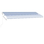 vidaXL Copertină automată cu senzor vânt&LED, albastru/alb 500x300 cm vidaXL Copertină automată cu senzor vânt&LED, albastru/alb 500x300 cm