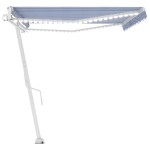 vidaXL Copertină automată cu senzor vânt&LED, albastru/alb 500x300 cm vidaXL Copertină automată cu senzor vânt&LED, albastru/alb 500x300 cm