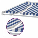 vidaXL Copertină automată cu senzor vânt&LED, albastru/alb 500x300 cm vidaXL Copertină automată cu senzor vânt&LED, albastru/alb 500x300 cm