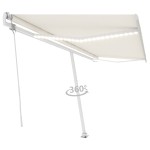 vidaXL Copertină automată cu senzor vânt & LED, crem, 500x300 cm
