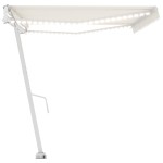 vidaXL Copertină automată cu senzor vânt & LED, crem, 500x300 cm